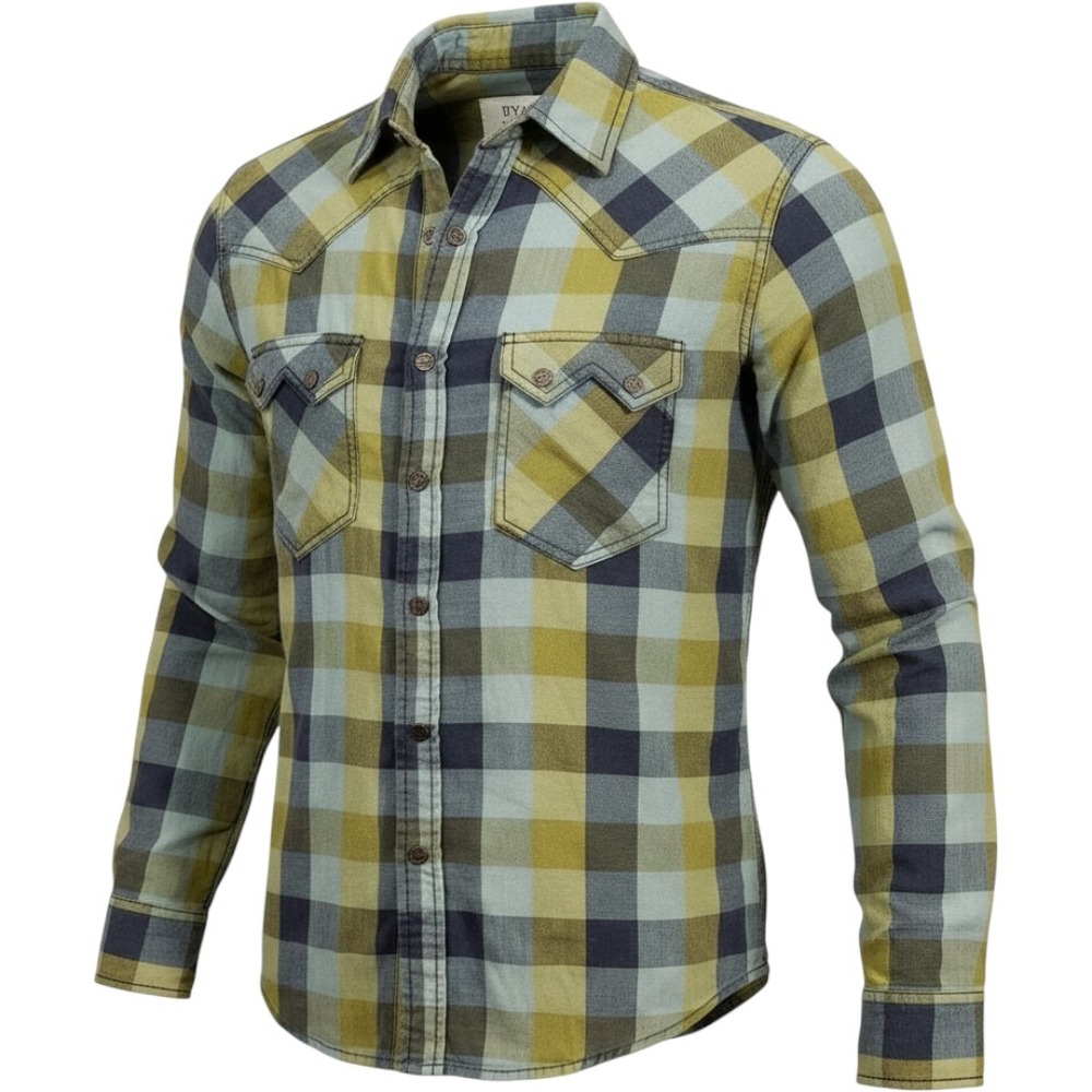 Ryan Michael Western Snap Shirt Mens Small Spruce Buffalo Plaid Pocket  G1496NV